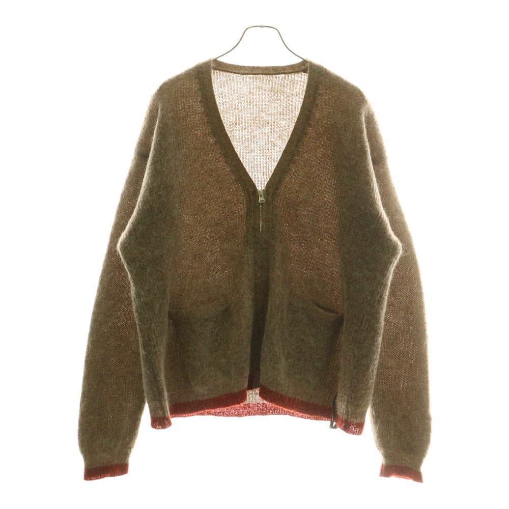 ISAMU KATAYAMA BACKLASH(イサムカタヤマバックラッシュ) モヘアニット ラインジップカーディガン ブラウン KN-775-02