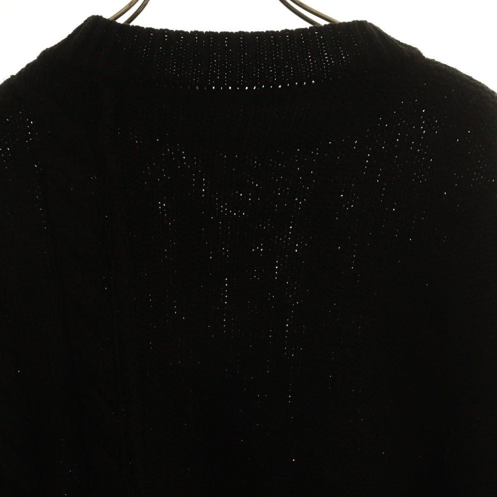 ISAMU KATAYAMA BACKLASH(イサムカタヤマバックラッシュ) パッチワーク加工 アクリル混 クルーネックウールニットセーター ブラック KN-770-01