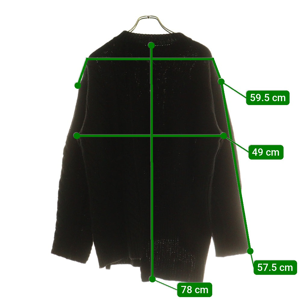 ISAMU KATAYAMA BACKLASH(イサムカタヤマバックラッシュ) パッチワーク加工 アクリル混 クルーネックウールニットセーター ブラック KN-770-01