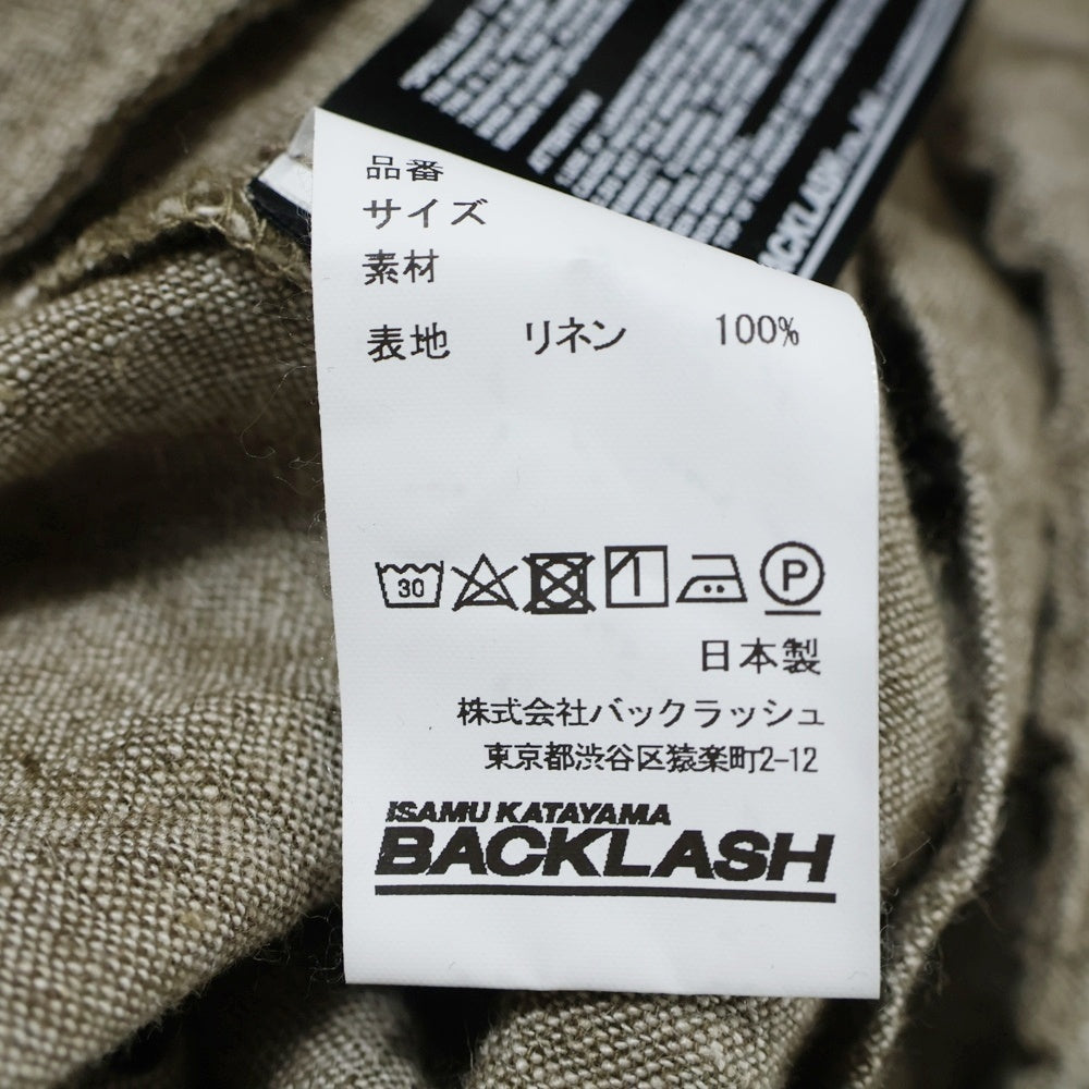 ISAMU KATAYAMA BACKLASH(イサムカタヤマバックラッシュ) 24SS LINEN OVERALLS リネンオーバーオール サロペット ベージュ 2112-03