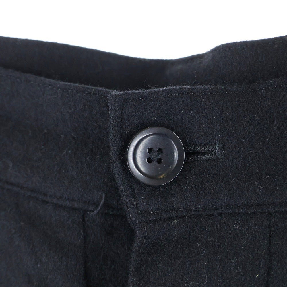 ISAMU KATAYAMA BACKLASH(イサムカタヤマバックラッシュ) WOOL FLANNEL WIDE PANTS GARMENT WASH atoウォッシュ加工 ウールフランネル ワイドパンツ スラックス ブラック 2132-02