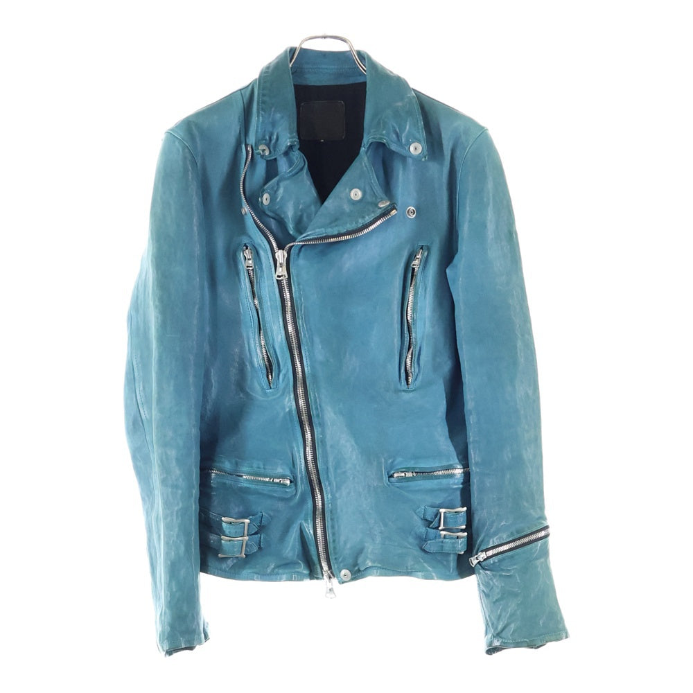 ISAMU KATAYAMA BACKLASH(イサムカタヤマバックラッシュ) JAPAN CALF NATURAL DYED GARMENT-WASH DOUBLE RIDERS ジャパンカーフ 製品染め洗い ダブルライダース レザージャケット ブルー 1927-01