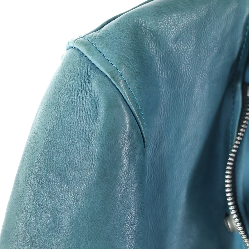 ISAMU KATAYAMA BACKLASH(イサムカタヤマバックラッシュ) JAPAN CALF NATURAL DYED GARMENT-WASH DOUBLE RIDERS ジャパンカーフ 製品染め洗い ダブルライダース レザージャケット ブルー 1927-01
