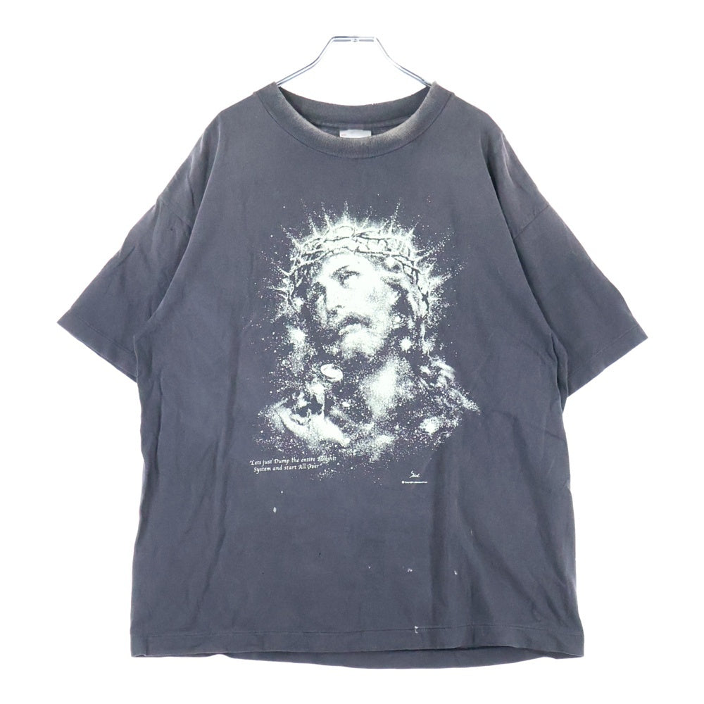SAINT MICHAEL(セントマイケル) 25SS JESUS S/S TEE ジーザスプリントTシャツ 半袖クルーネックカットソー グレー SM-HR8-0000-016