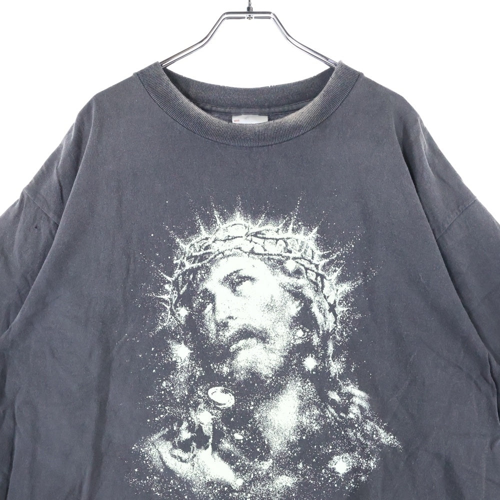 SAINT MICHAEL(セントマイケル) 25SS JESUS S/S TEE ジーザスプリントTシャツ 半袖クルーネックカットソー グレー SM-HR8-0000-016