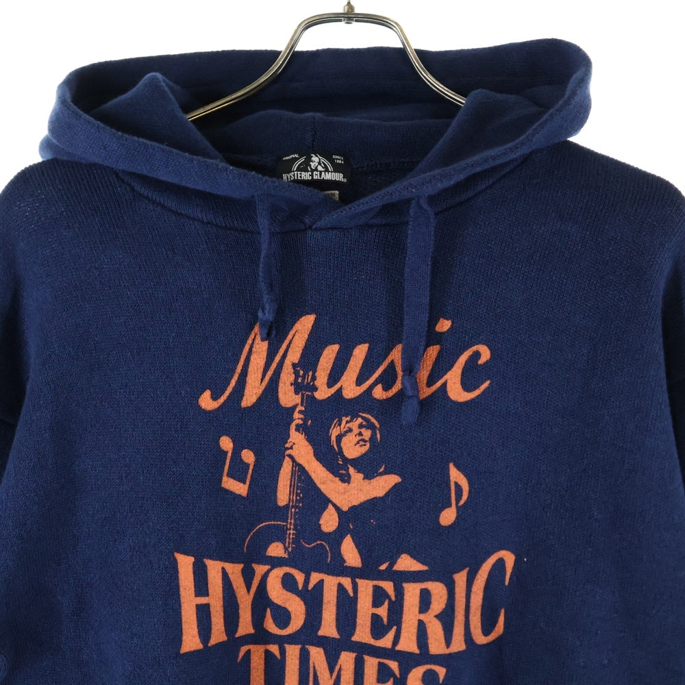 HYSTERIC GLAMOUR(ヒステリックグラマー) ロゴデザイン プルオーバー ニットパーカー ブルー 0163NS06