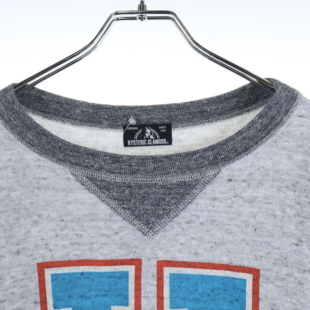 HYSTERIC GLAMOUR(ヒステリックグラマー) ウッディウッドペッカー ロゴプリント クルーネック スウェットトレーナー グレー 0153CS04
