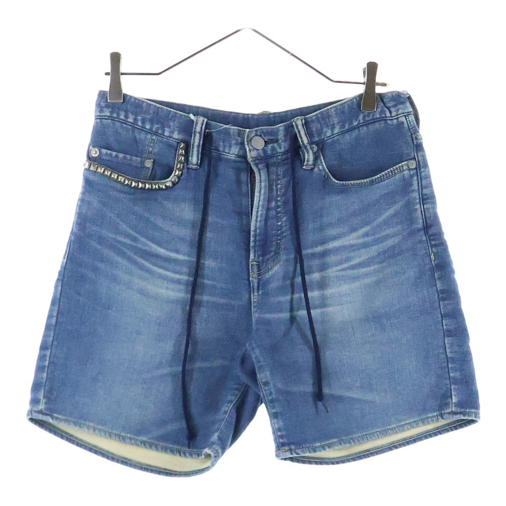 HYSTERIC GLAMOUR(ヒステリックグラマー) スタッズデザイン ドローストリング デニムスウェットパンツ ショーツ インディゴ 0152AM05