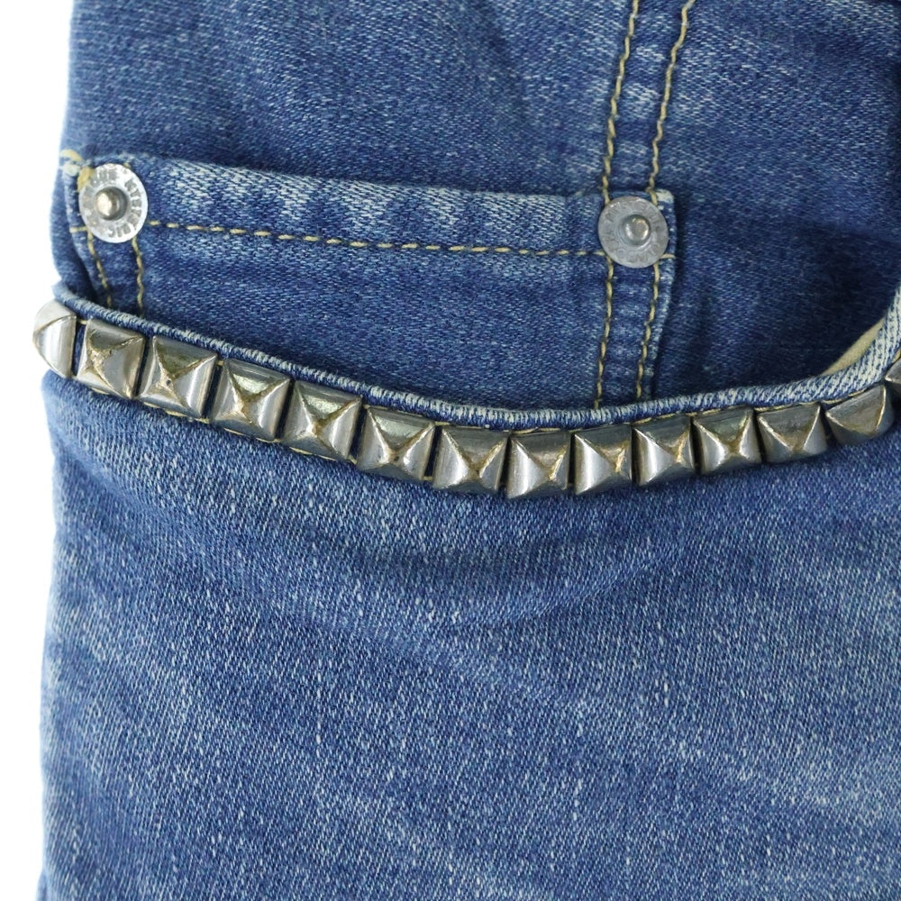 HYSTERIC GLAMOUR(ヒステリックグラマー) スタッズデザイン ドローストリング デニムスウェットパンツ ショーツ インディゴ 0152AM05