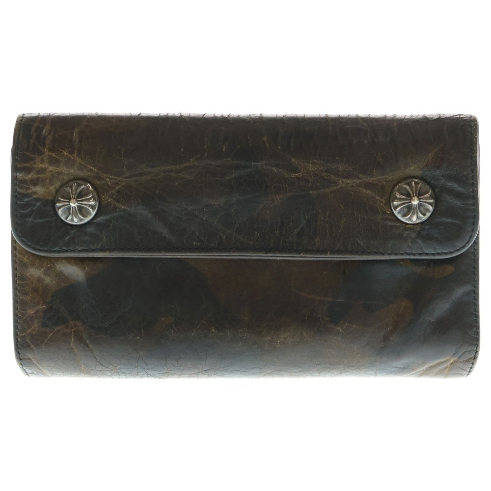 CHROME HEARTS(クロムハーツ) WAVE CROSS BALL CAMO ウェーブ クロスボール カモ柄 ロングウォレット 財布 ブラウン