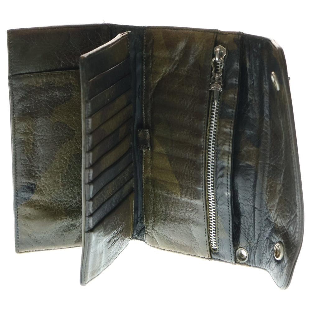 CHROME HEARTS(クロムハーツ) WAVE CROSS BALL CAMO ウェーブ クロスボール カモ柄 ロングウォレット 財布 ブラウン