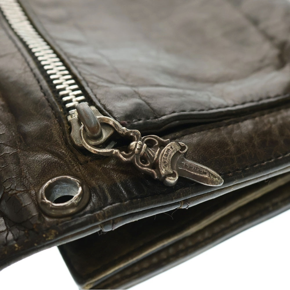 CHROME HEARTS(クロムハーツ) WAVE CROSS BALL CAMO ウェーブ クロスボール カモ柄 ロングウォレット 財布 ブラウン