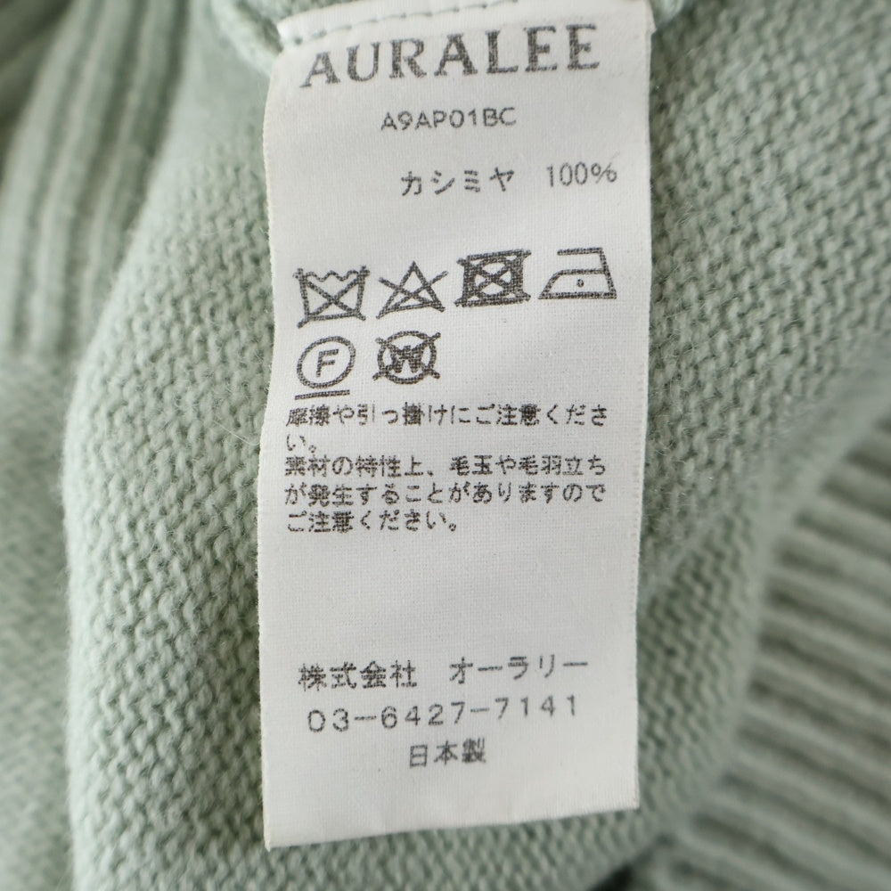 AURALEE(オーラリー) BABY CASHMERE KNIT ベイビー カシミヤ ミドルゲージ クルーネック ニット セーター ミントグリーン A9AP01BC
