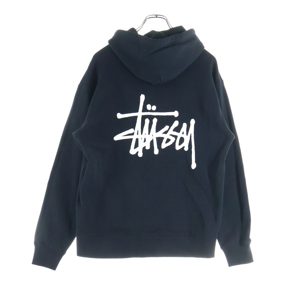 STUSSY(ステューシー) BASIC STUSSY HOODIE ベーシック 両面ロゴプリント スウェット プルオーバーパーカー ブラック 3973713