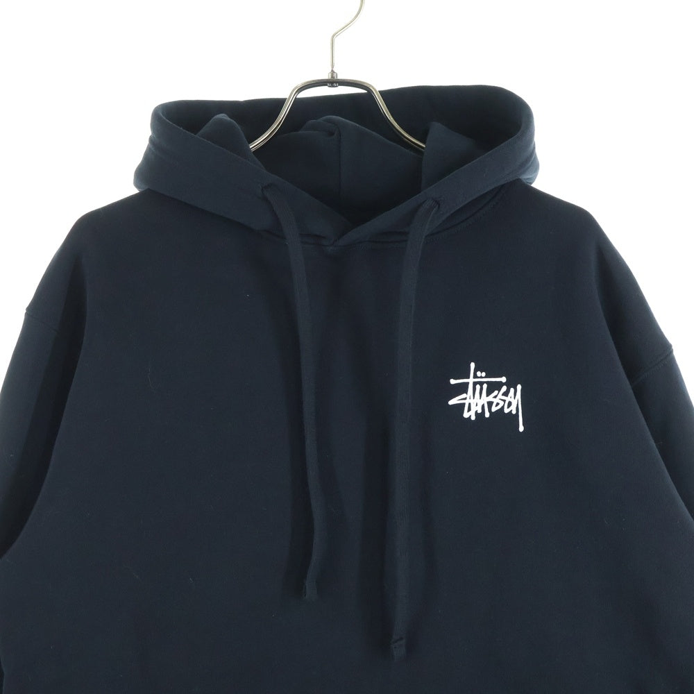 STUSSY(ステューシー) BASIC STUSSY HOODIE ベーシック 両面ロゴプリント スウェット プルオーバーパーカー ブラック 3973713