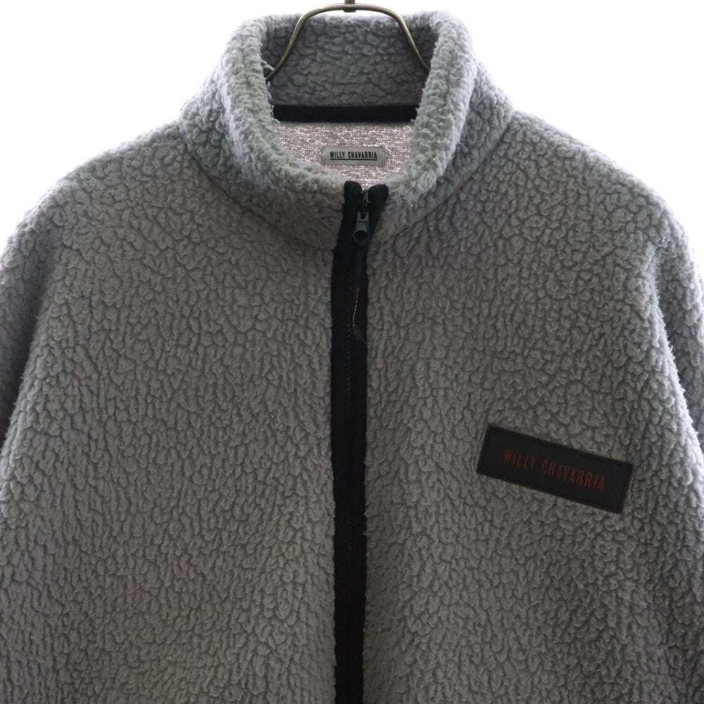 WILLY CHAVARRIA(ウィリーチャバリア) ラバーロゴデザイン ジップアップ フリースジャケット グレー
