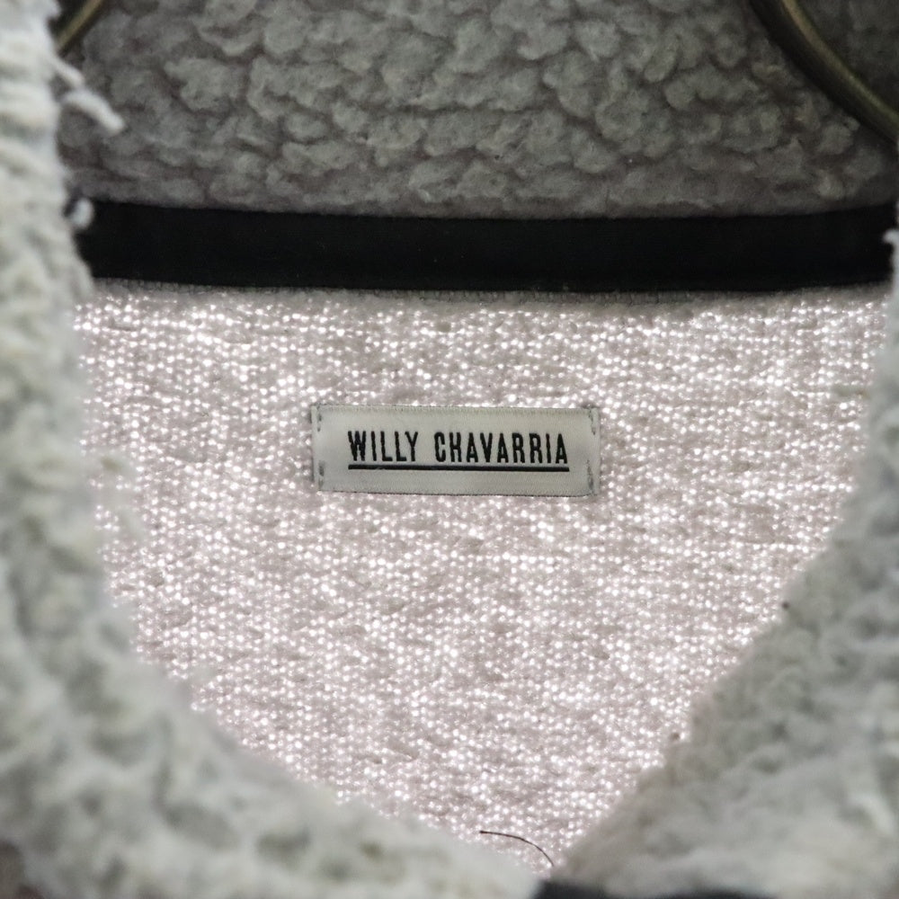 WILLY CHAVARRIA(ウィリーチャバリア) ラバーロゴデザイン ジップアップ フリースジャケット グレー