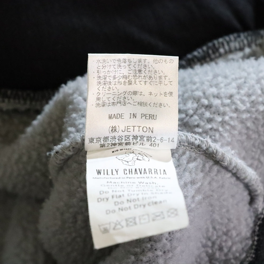 WILLY CHAVARRIA(ウィリーチャバリア) ラバーロゴデザイン ジップアップ フリースジャケット グレー