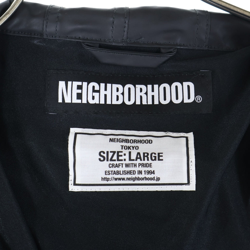 NEIGHBORHOOD(ネイバーフッド) ×FRAGMENT DESIGN フラグメントデザイン ロゴプリント フーデッドジャケット ロングコート ブラック 181TSFRN-JKM01S