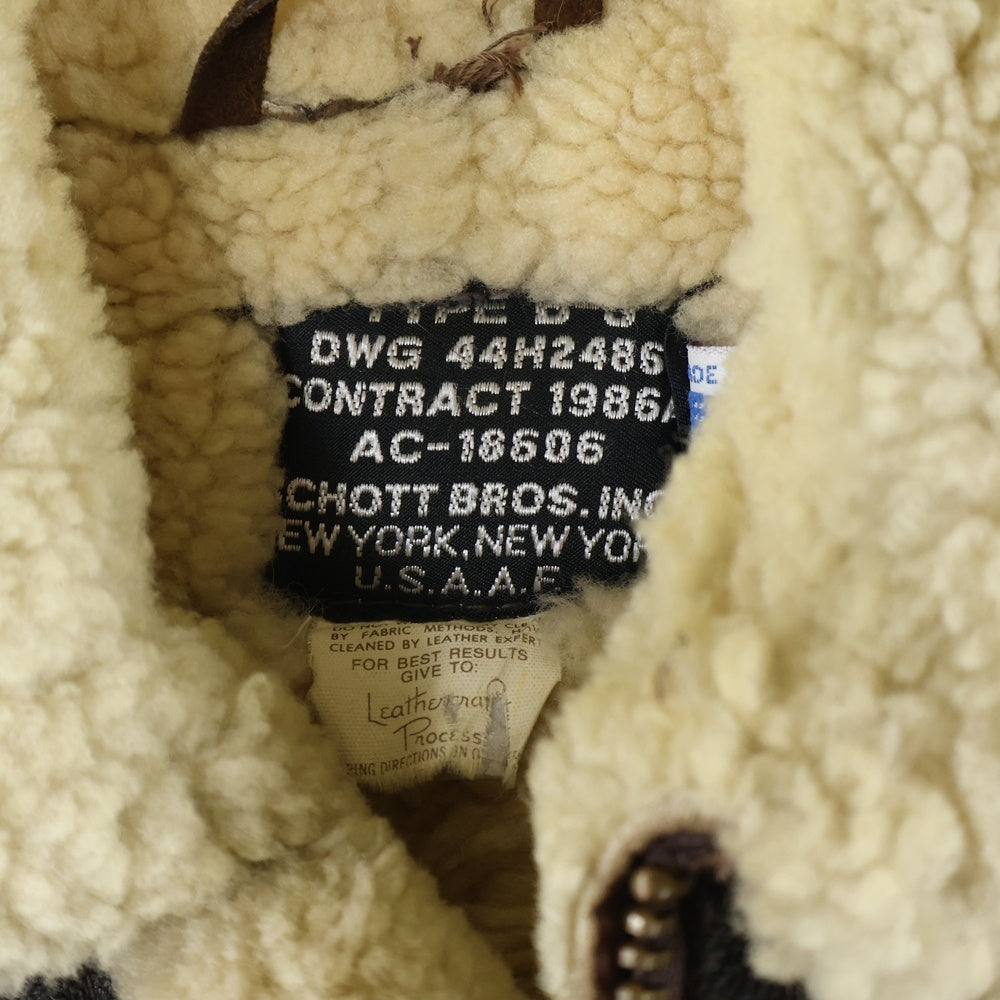 SCHOTT(ショット) B-3 ムートン レザー フライトジャケット ボア ブルゾン ブラウン AC-18606