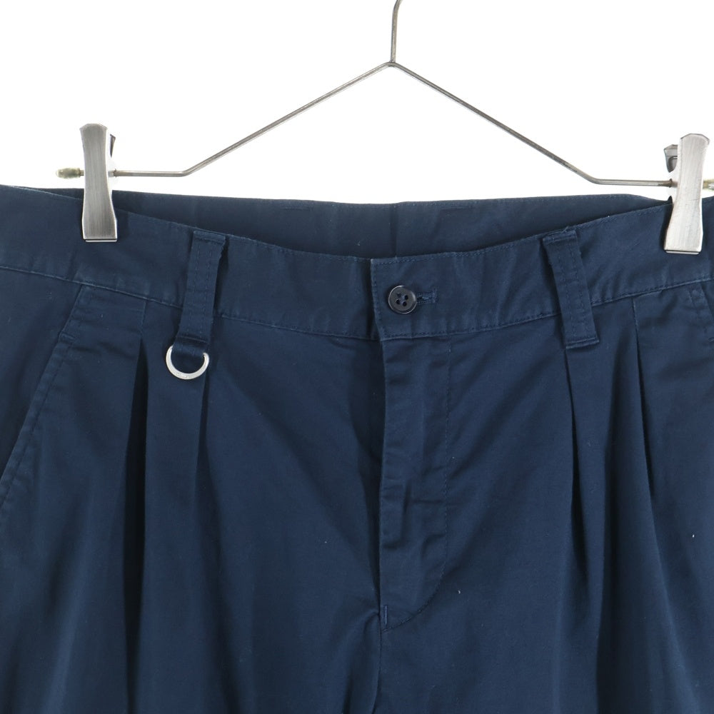 SOPHNET.(ソフネット) コットンストレッチ ツータック ストレートパンツ ネイビー SOPH-140089
