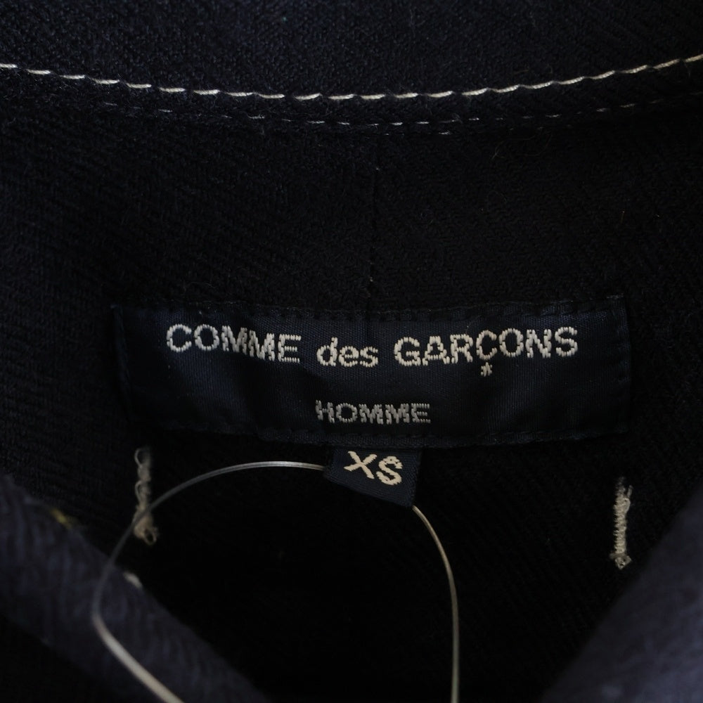 COMME des GARCONS HOMME(コムデギャルソンオム) 13AW AD2013 ステッチデザイン ウール 長袖シャツ ネイビー HL-B043