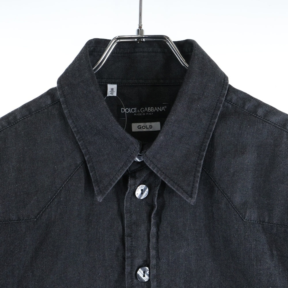 DOLCE & GABBANA(ドルチェアンドガッバーナ) 2ポケット ロングスリーブ デニムシャツ ブラック G5581D