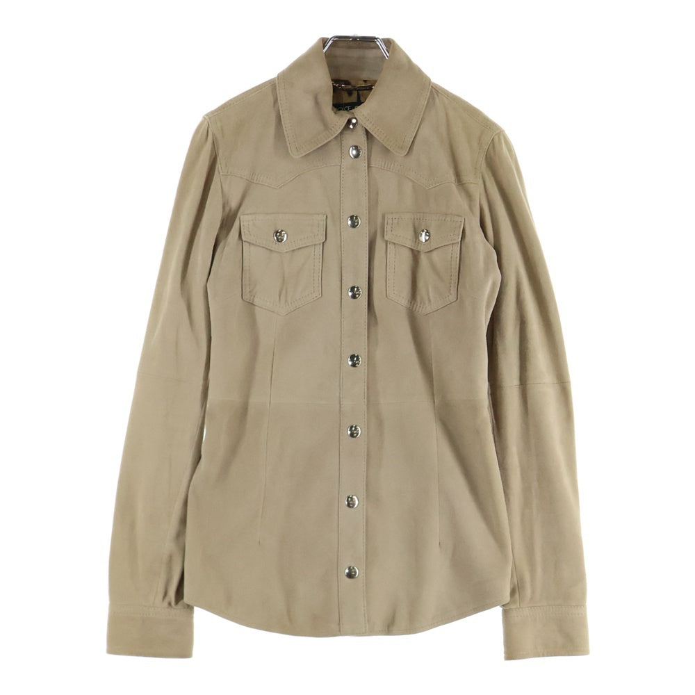 DOLCE & GABBANA(ドルチェアンドガッバーナ) 2ポケット スウェードレザー 長袖シャツ ベージュ F5591L