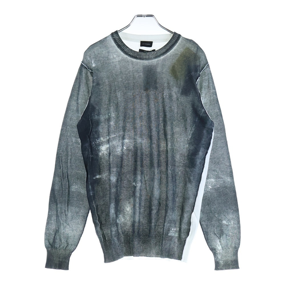 DIESEL(ディーゼル) バイカラー クルーネック長袖Tシャツ カットソー ブラック/ホワイト