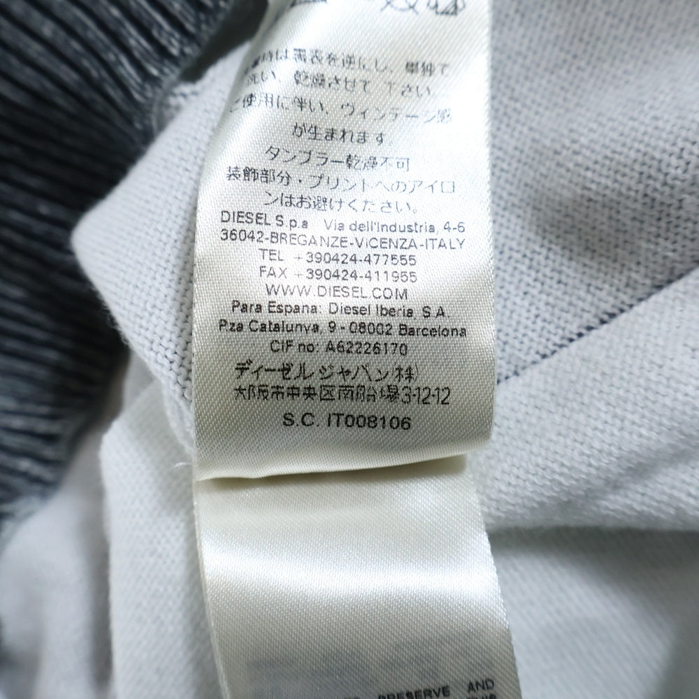 DIESEL(ディーゼル) バイカラー クルーネック長袖Tシャツ カットソー ブラック/ホワイト