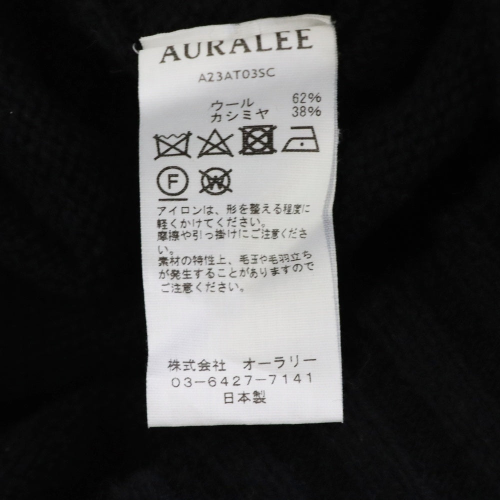 AURALEE(オーラリー) 23AW SHETLAND WOOL CASHMERE KNIT TEE カシミヤ混 半袖ウールニットTシャツ ブラック A23AT03SC