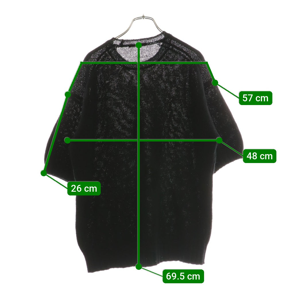 AURALEE(オーラリー) 23AW SHETLAND WOOL CASHMERE KNIT TEE カシミヤ混 半袖ウールニットTシャツ ブラック A23AT03SC