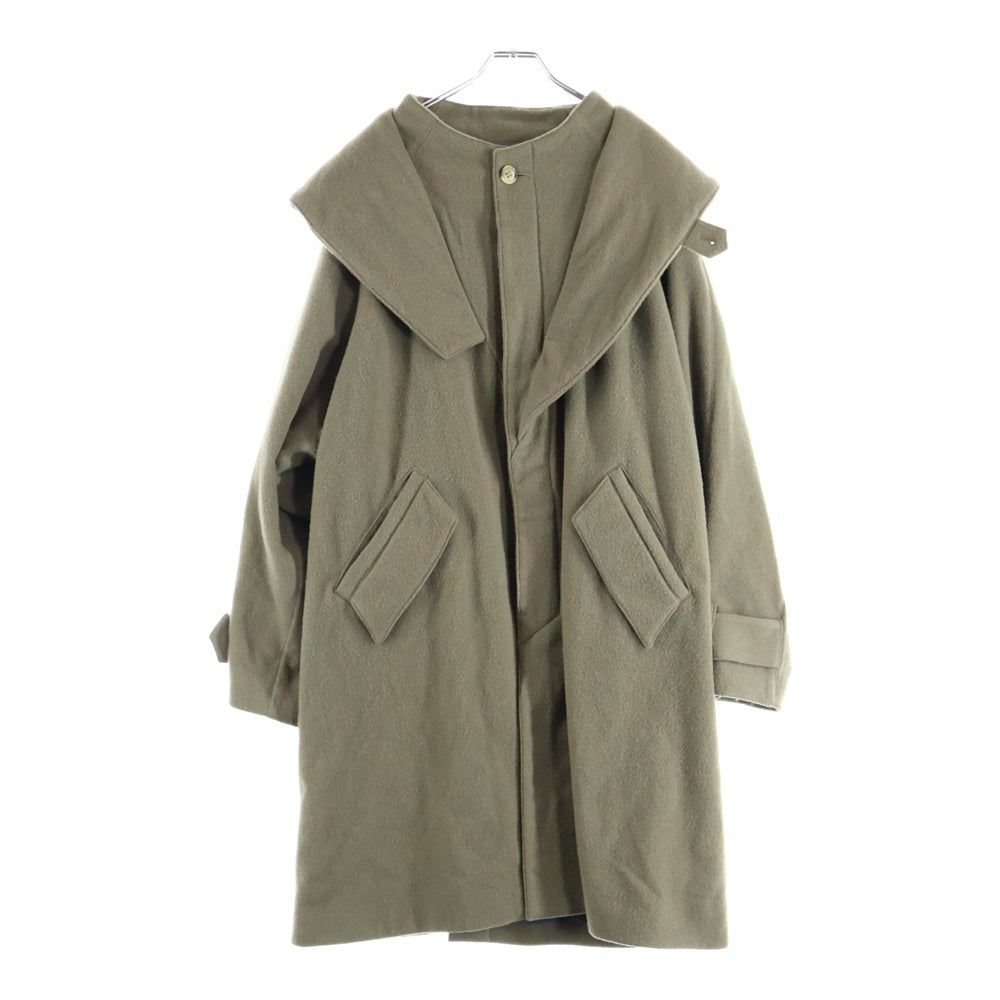 PHINGERIN(フィンガリン) 20AW 比翼ボタン 変形カラー ウールロングコート カーキ PD-202-JK-051