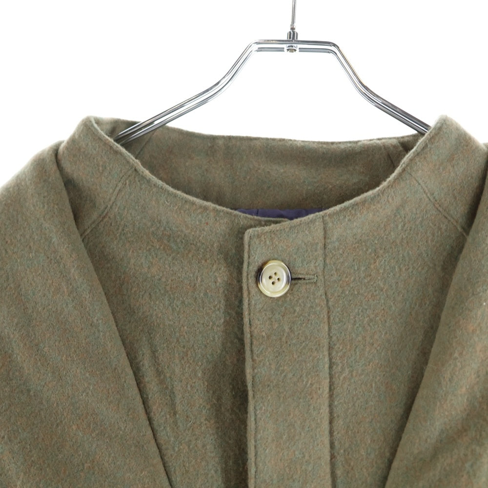 PHINGERIN(フィンガリン) 20AW 比翼ボタン 変形カラー ウールロングコート カーキ PD-202-JK-051
