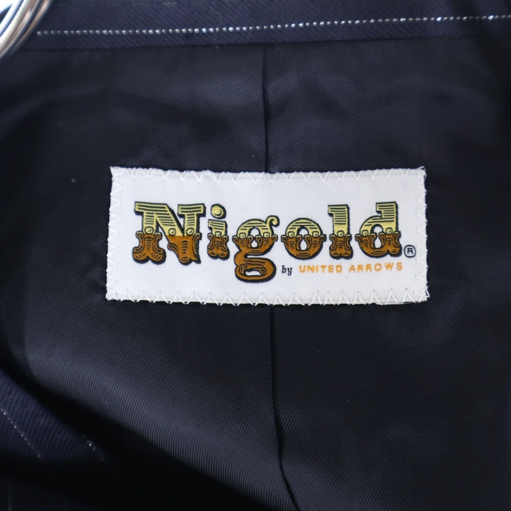 NIGOLD(ニゴールド) ストライプ柄 2B ウールテーラードジャケット スラックス セットアップスーツ ネイビー 1123-259-4563-7950