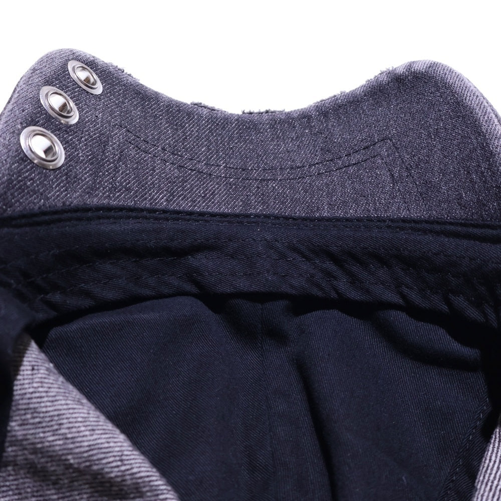 DIESEL(ディーゼル) ダメージ加工 ファイアーパターン デニムベースボールキャップ 帽子 ブラック