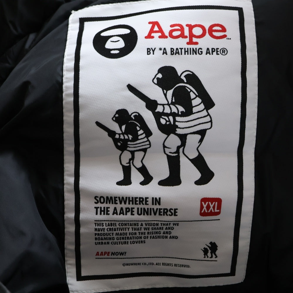 A BATHING APE(アベイシングエイプ) LOGO HOODED PUFFER JACKET GREY COMBO ロゴデザイン カモ柄 フーデッド ジップアップ ダウンジャケット ブラック AAPDNM7299XAD