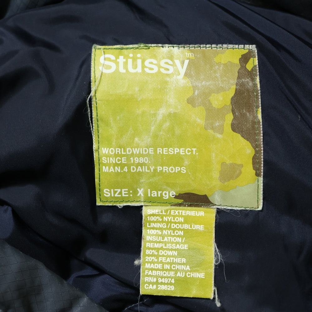 STUSSY(ステューシー) 00S VINTAGE PUFFER JACKET ヴィンテージ ブランドロゴデザイン マルチポケット フーデッド ダウンジャケット グレー