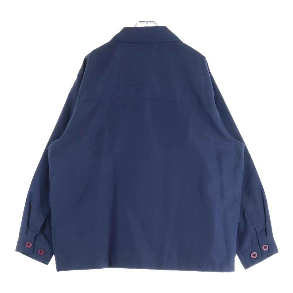 STUSSY(ステューシー) 90S VINTAGE ヴィンテージ NYLON JACKET エンブロイダリーロゴデザイン 開襟 長袖シャツ ネイビー
