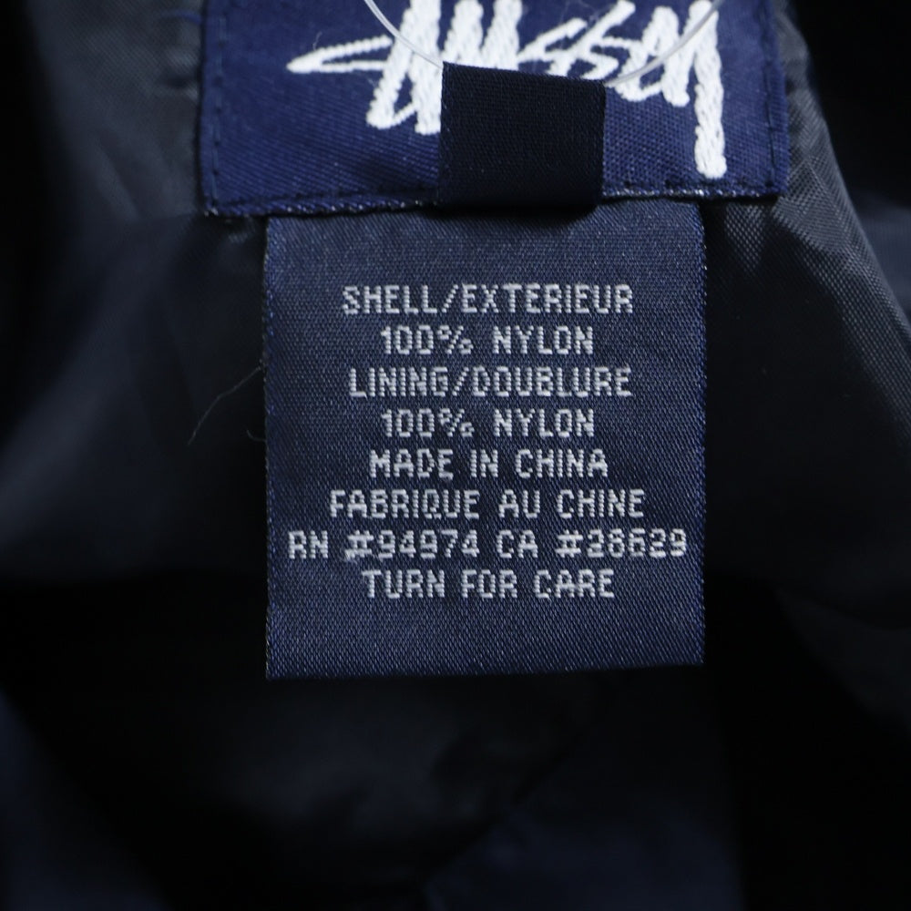 STUSSY(ステューシー) 90S VINTAGE ヴィンテージ NYLON JACKET エンブロイダリーロゴデザイン 開襟 長袖シャツ ネイビー