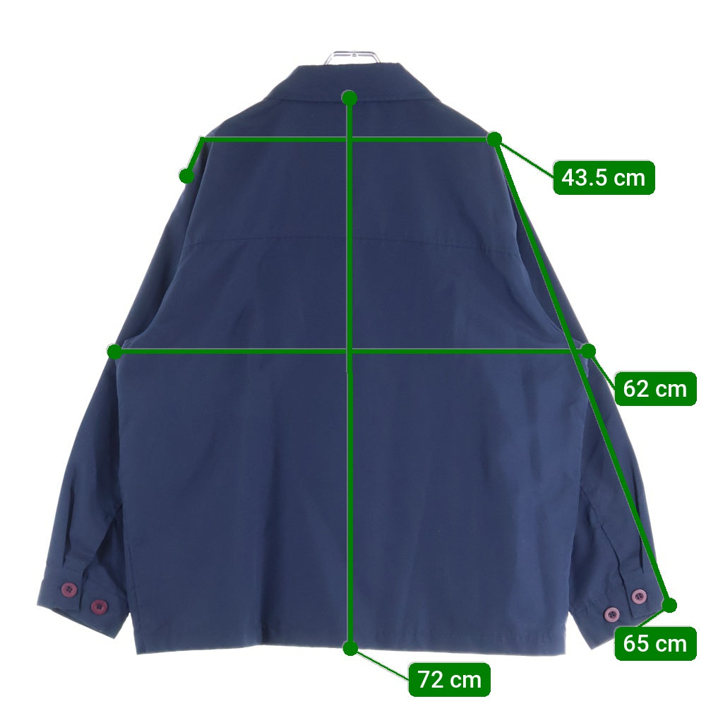 STUSSY(ステューシー) 90S VINTAGE ヴィンテージ NYLON JACKET エンブロイダリーロゴデザイン 開襟 長袖シャツ ネイビー