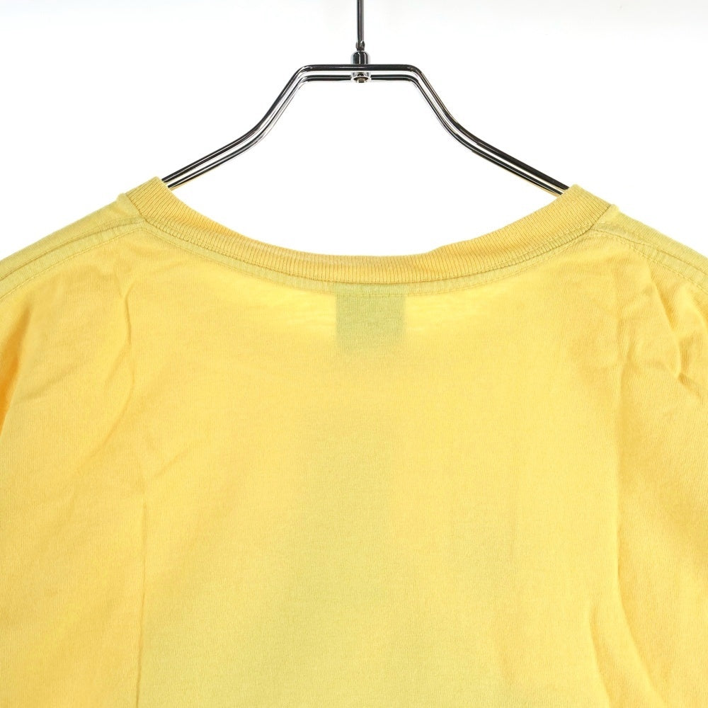 STUSSY(ステューシー) フロントロゴデザインプリント クルーネック カットソー 半袖Tシャツ イエロー