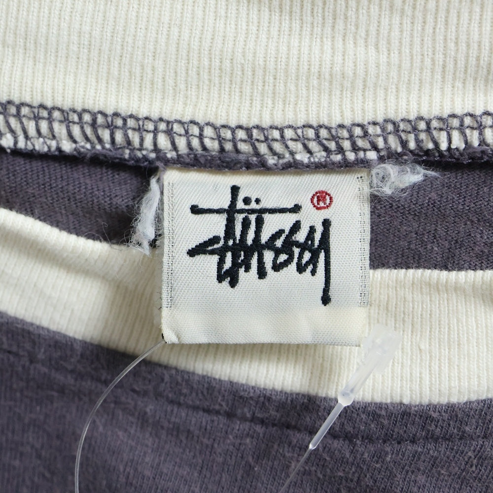 STUSSY(ステューシー) 90S VINTAGE ヴィンテージ ショルダーライン クルーネック カットソー 半袖Tシャツ パープル