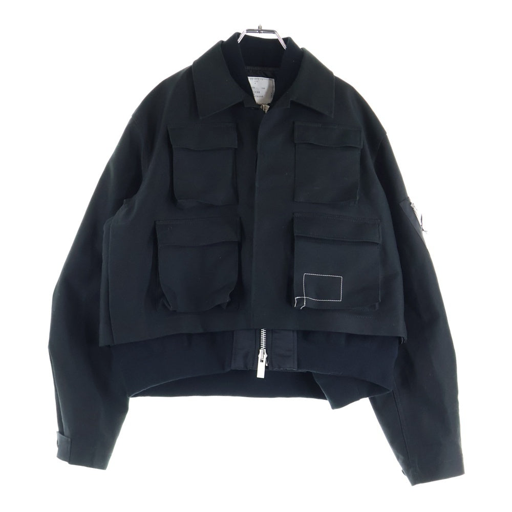 Sacai(サカイ) ×WTAPS Cotton Back Satin × Nylon Twill Jacket ダブルタップス コットンバック サテン ナイロンツイルジャケット ブルゾン ブラック 25-07770