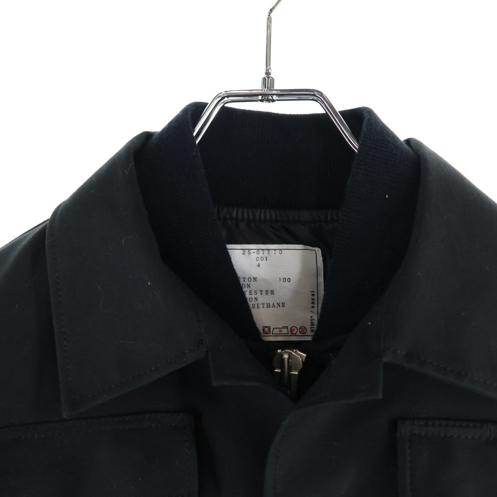 Sacai(サカイ) ×WTAPS Cotton Back Satin × Nylon Twill Jacket ダブルタップス コットンバック サテン ナイロンツイルジャケット ブルゾン ブラック 25-07770