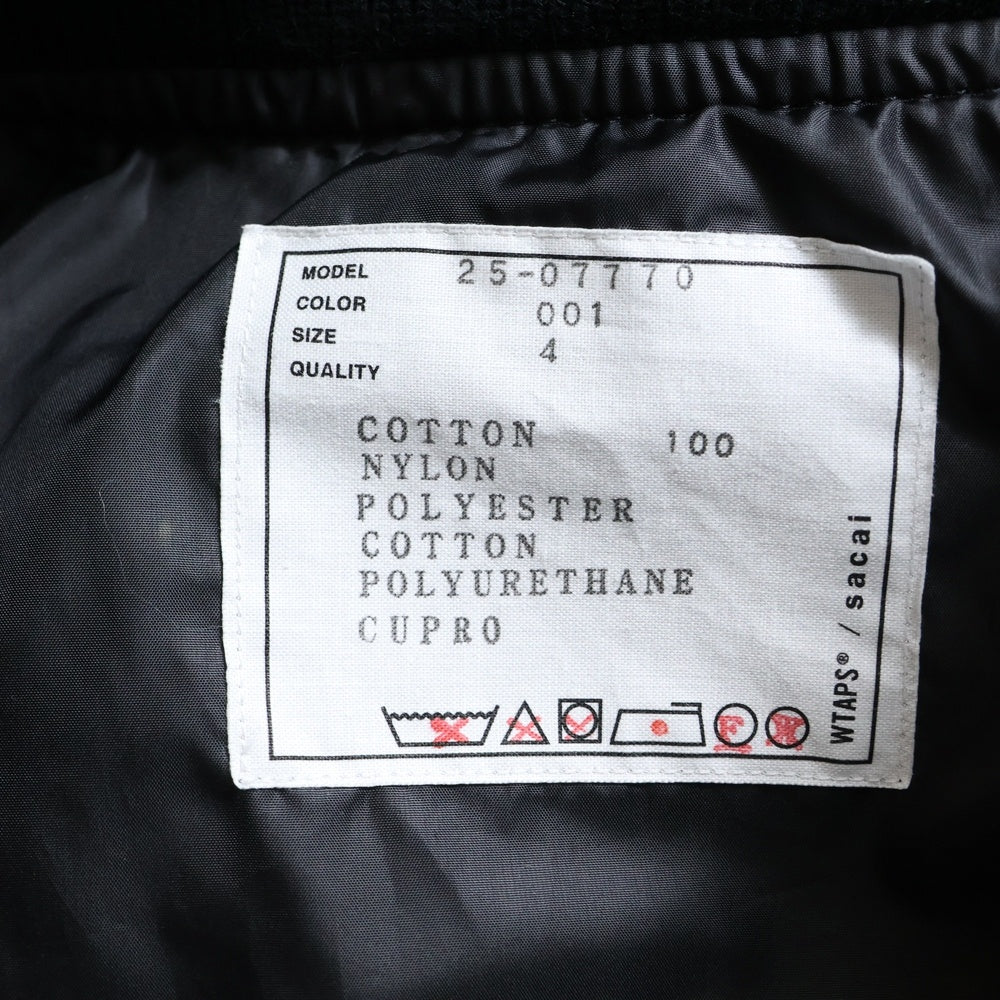 Sacai(サカイ) ×WTAPS Cotton Back Satin × Nylon Twill Jacket ダブルタップス コットンバック サテン ナイロンツイルジャケット ブルゾン ブラック 25-07770