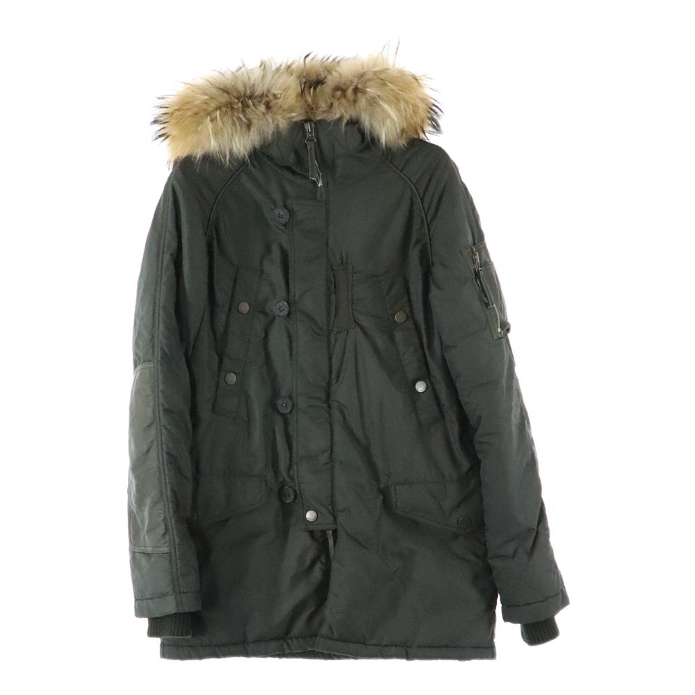 DUVETICA(デュベティカ) ファーフーデッド ミリタリー ジップアップ ダウンジャケット パーカー カーキ