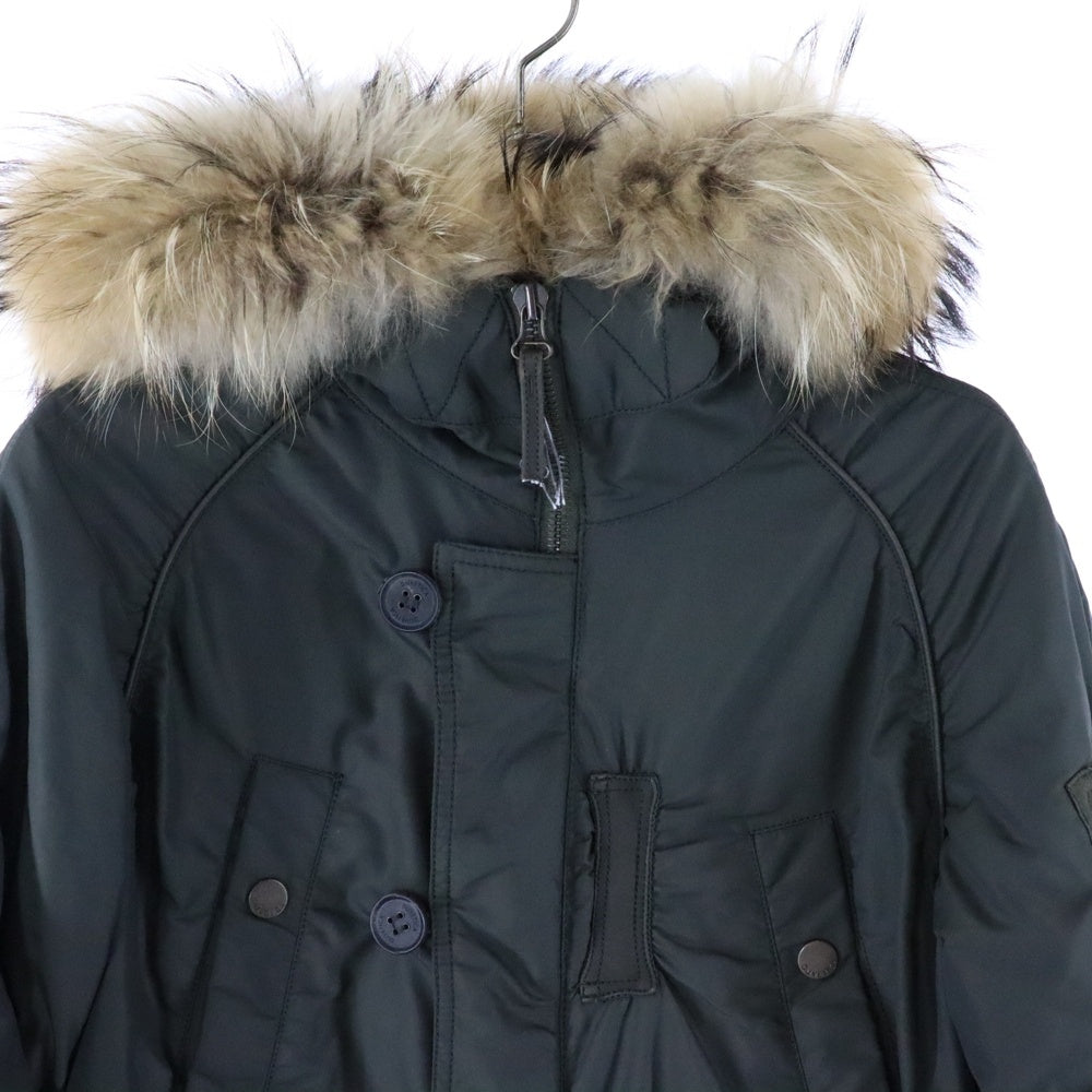 DUVETICA(デュベティカ) ファーフーデッド ミリタリー ジップアップ ダウンジャケット パーカー カーキ