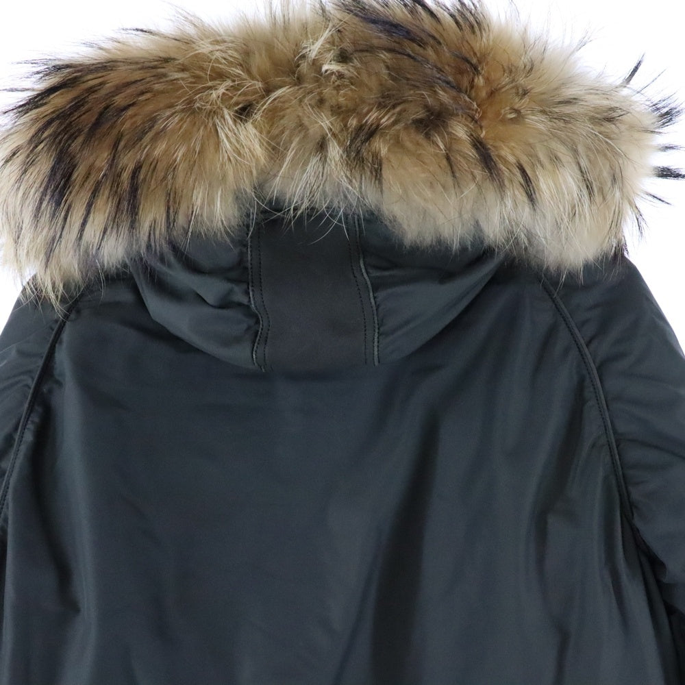 DUVETICA(デュベティカ) ファーフーデッド ミリタリー ジップアップ ダウンジャケット パーカー カーキ