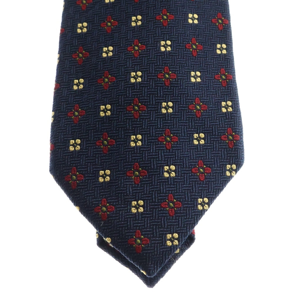 NO BRAND(ノーブランド) FACONNABLE 花柄 シルク ネクタイ ネイビー